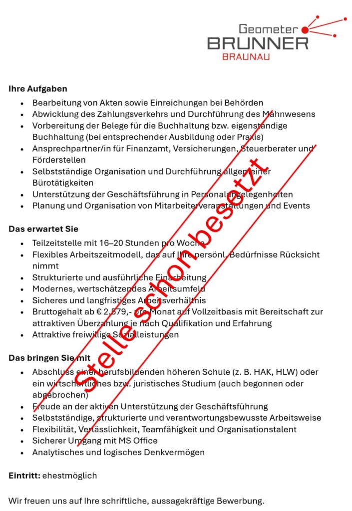 Assistenz der Geschäftsführung